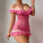 Backless Hollow Frilled Push Up Mini Chemise