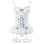 Lace-Up Corset Lingerie Set with Garter Straps