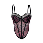 Leopard Print Sheer Mesh Corset Bustier
