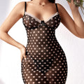 Sexy Lingerie Polka Dots Lace Trim Sheer Teddy
