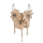 Flower-Appliqué Corset Lingerie Top