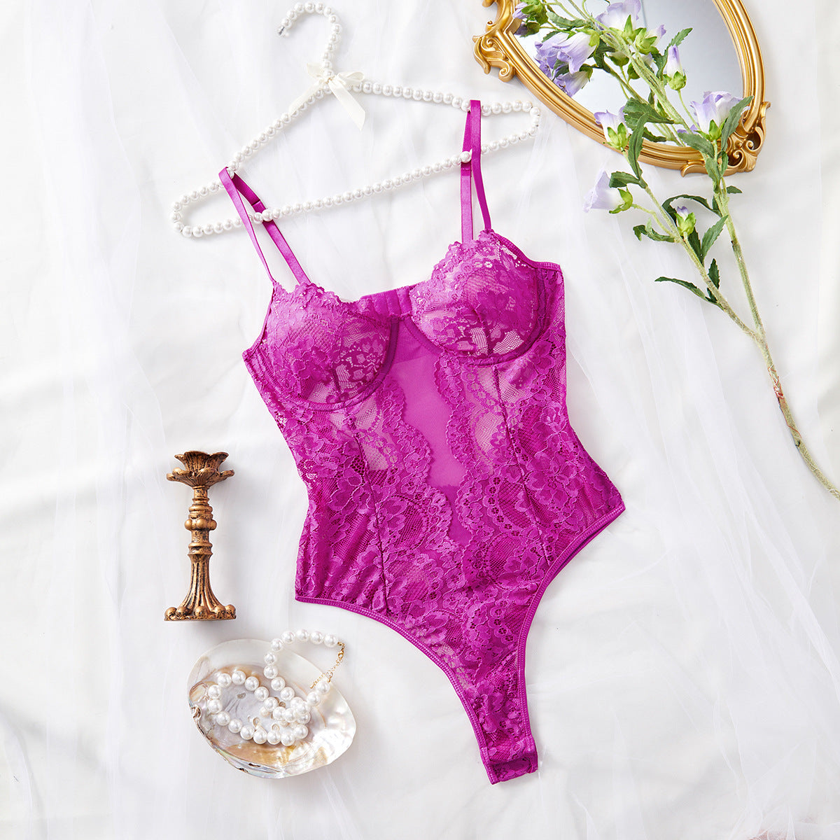 Sheer Mesh Patchwork Push Up High Cut One Piece