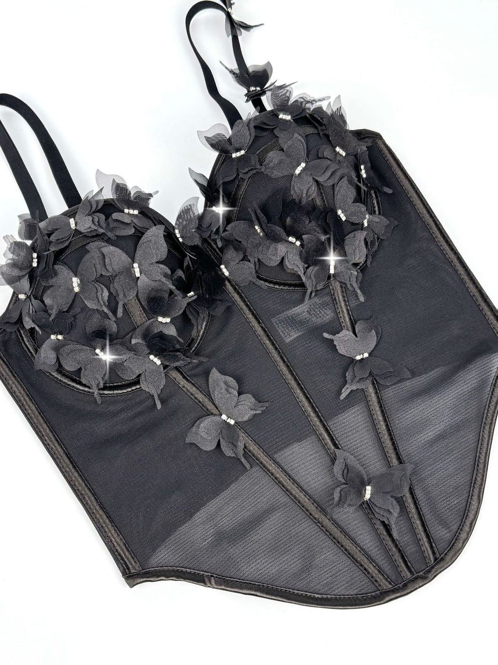 Butterfly Appliqué Corset Lingerie Top