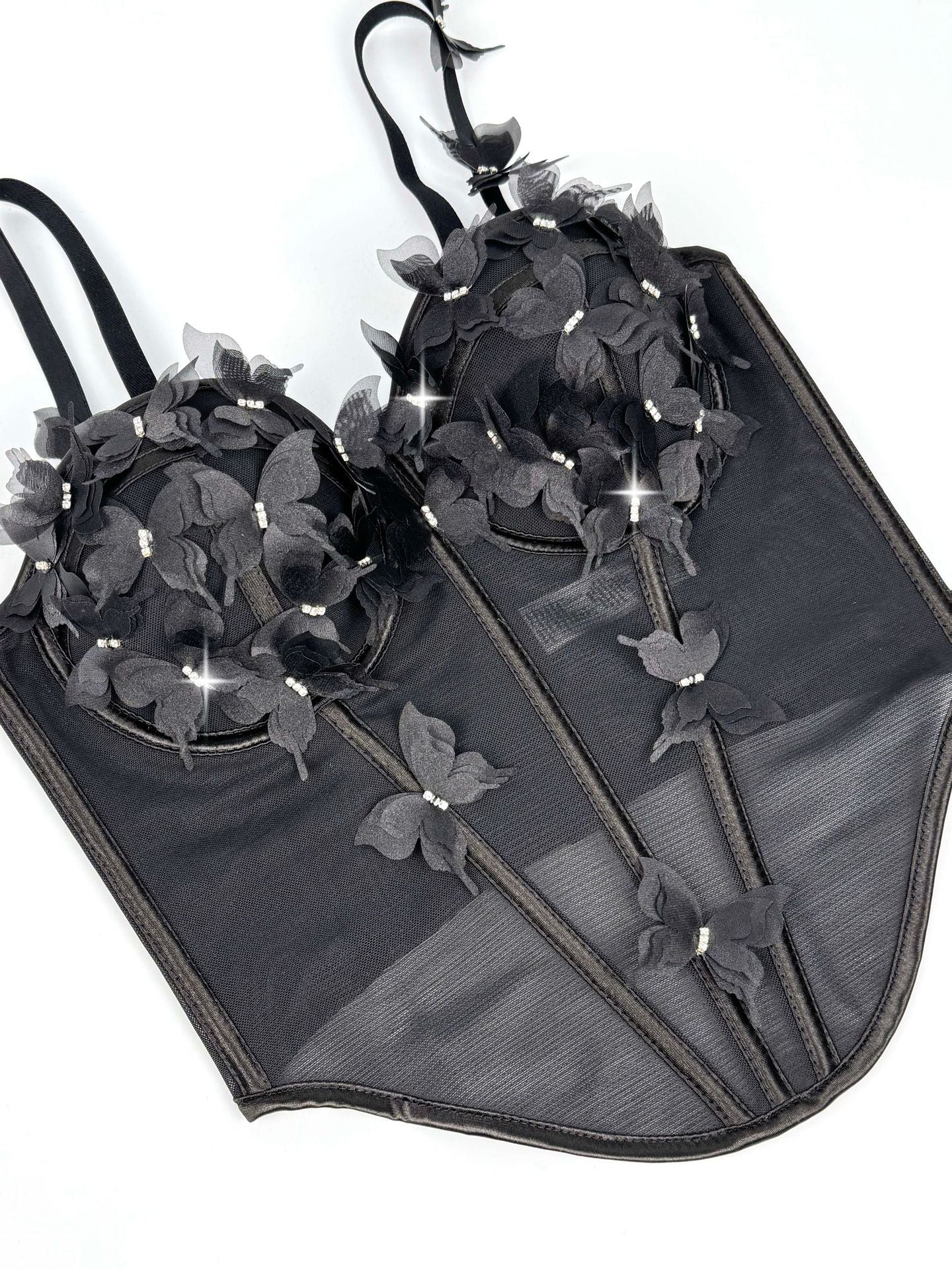 Butterfly Appliqué Corset Lingerie Top
