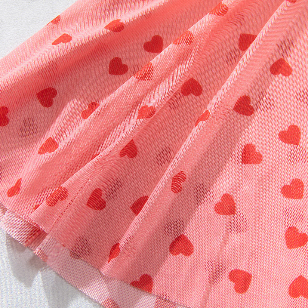 Heart‑Motif Lace‑Panel Sheer Mesh Babydoll