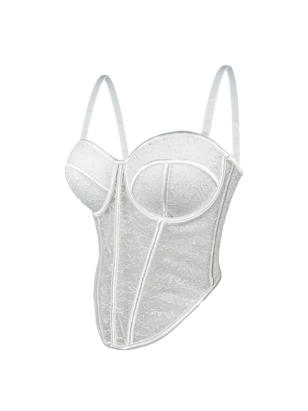 Seductive Sheer Lace Corset Top with Structured Underwire Cups