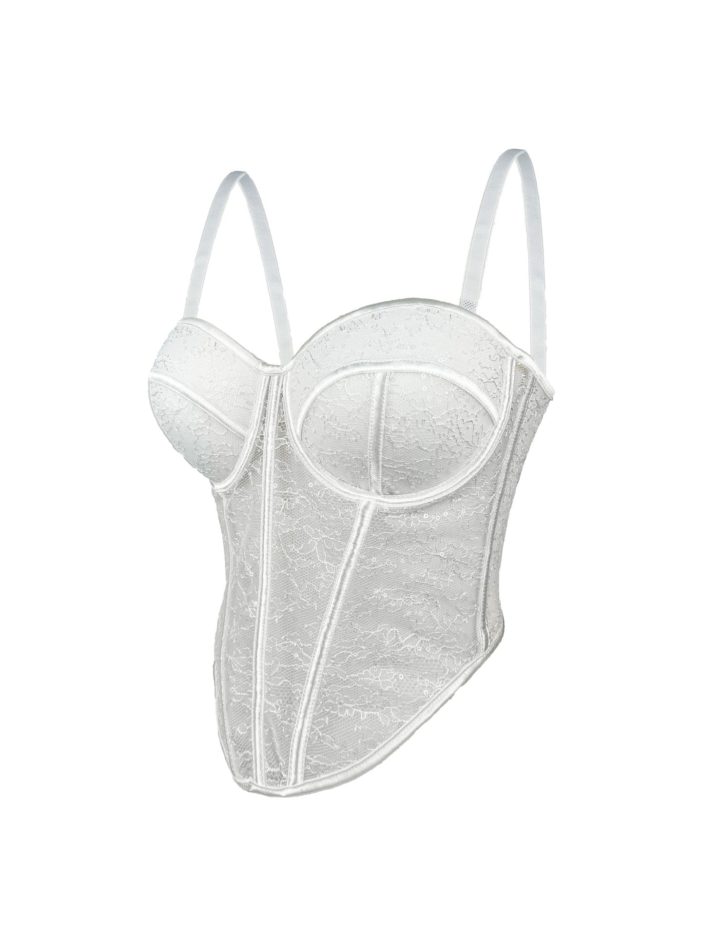 Seductive Sheer Lace Corset Top with Structured Underwire Cups