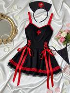 Sexy Lace Nurse Cosplay Uniform Dress