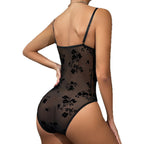 Floral Sheer Mesh Corset Bodysuit