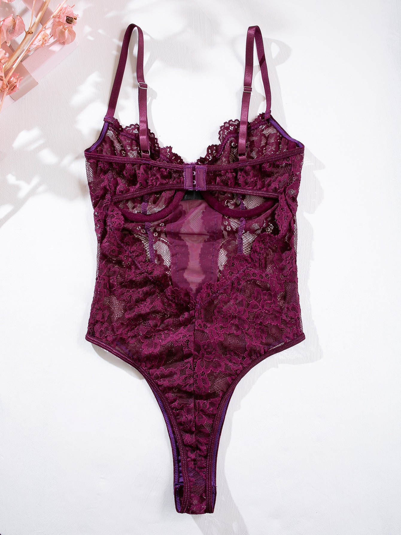 Sheer Mesh Patchwork Push Up High Cut One Piece