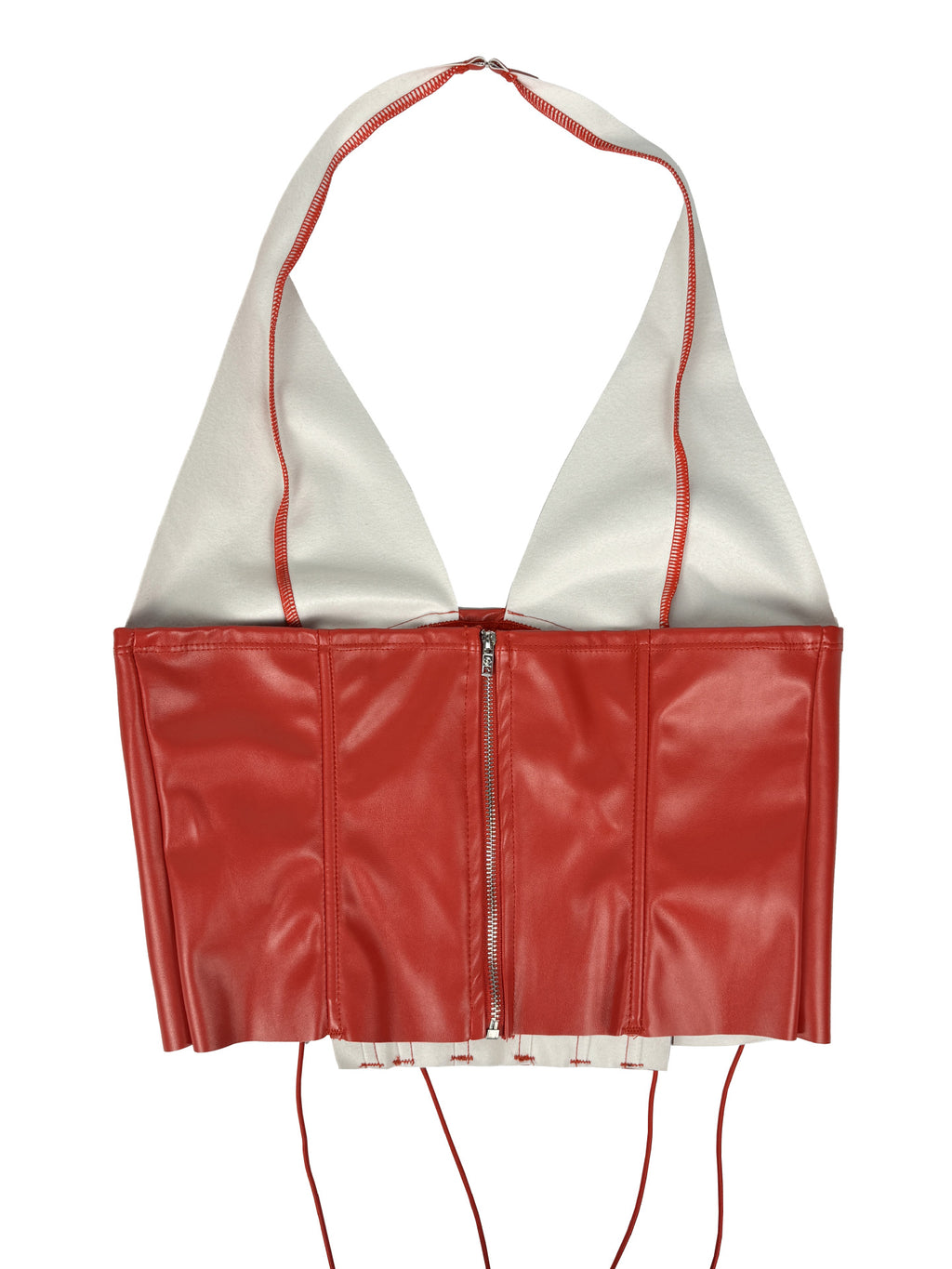 Faux Leather Halter Corset Top with Side Lace-Up Closure