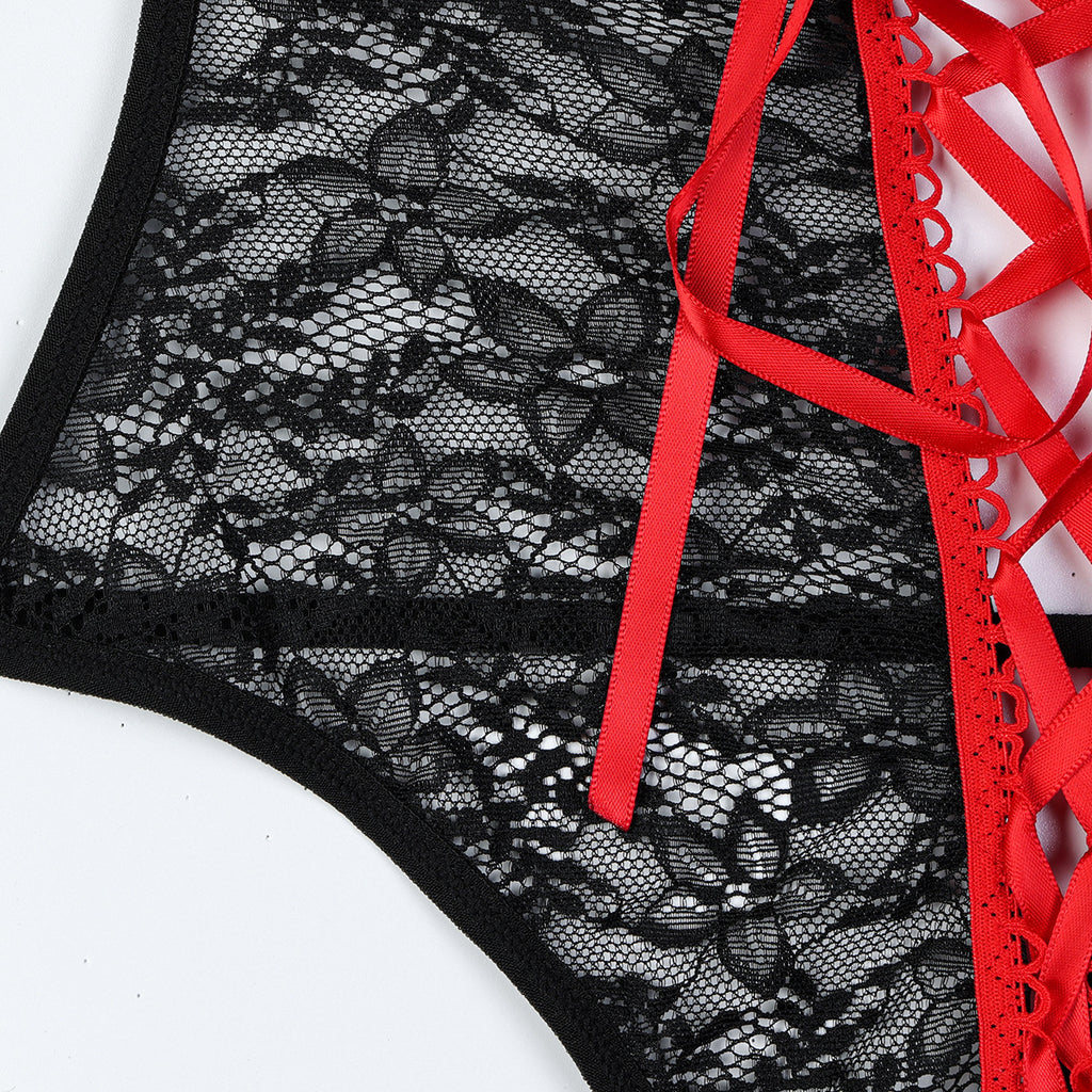 Floral Lace Halter‑Neck Teddy