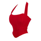 Halter Neck Push-Up Shapewear Corset Top with Boning And Lace-Up Detail