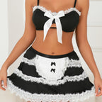 French Maid Lingerie Set with Pom Pom Tail