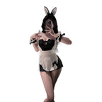 Bunny Girl Maid Sexy Lingerie Set – Pure & Seductive Bodysuit, Easy-Access Flirty Costume for Small Bust