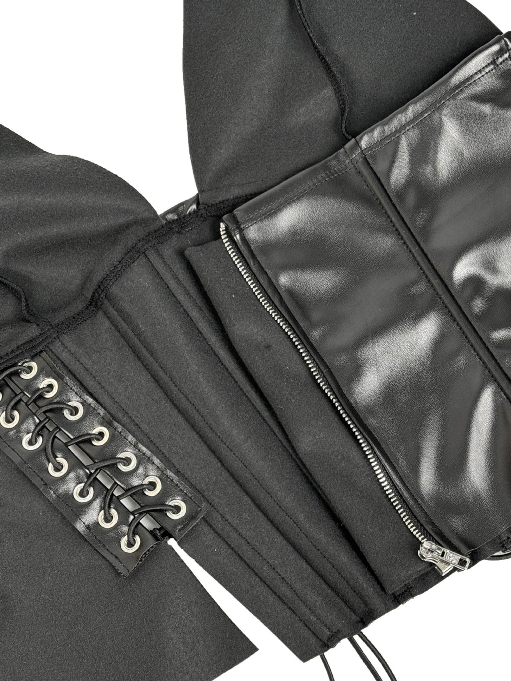 Faux Leather Halter Corset Top with Side Lace-Up Closure