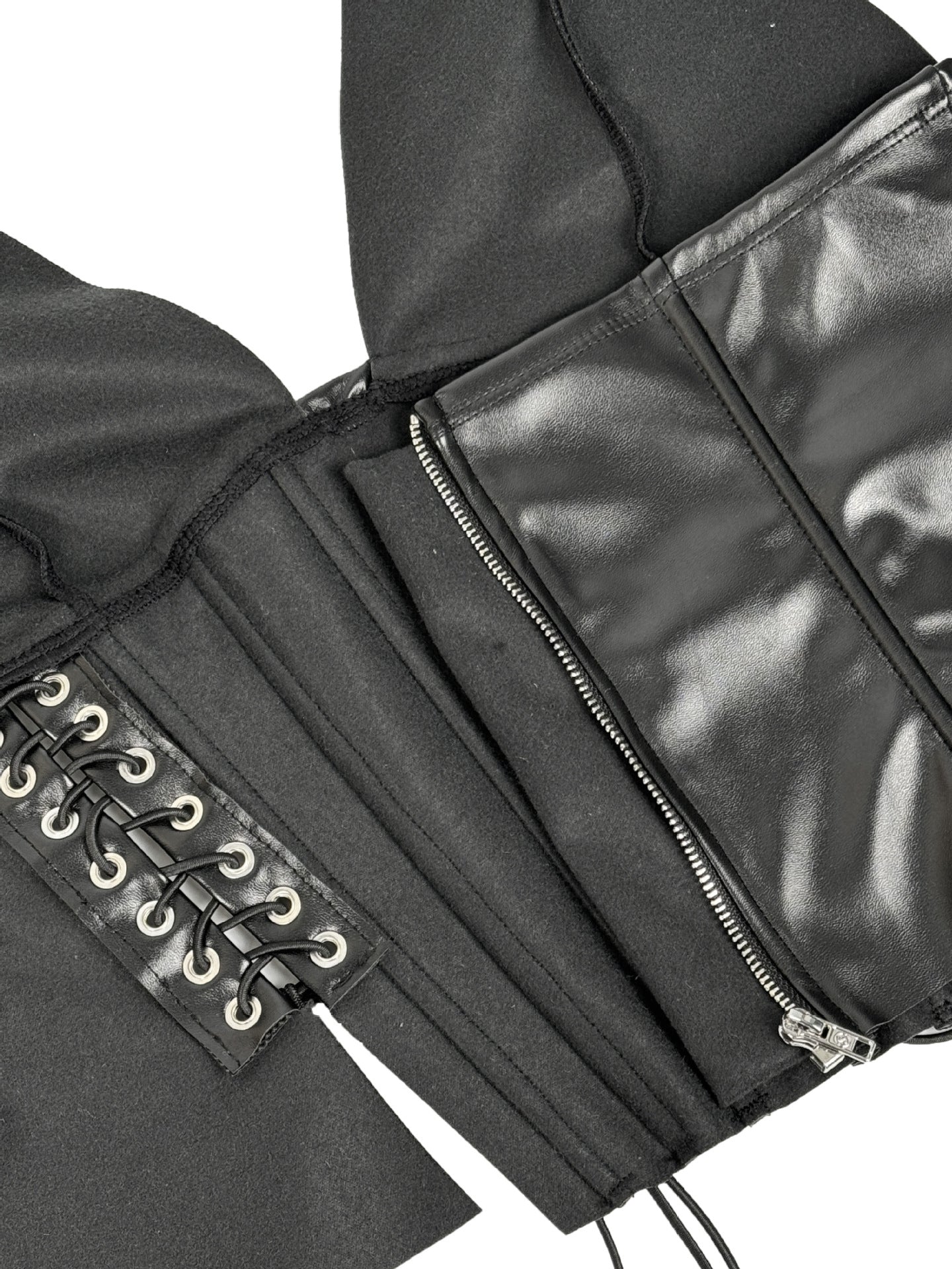 Faux Leather Halter Corset Top with Side Lace-Up Closure