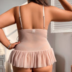 Plus Size Sexy Cutout Floral Embroidered Babydolls