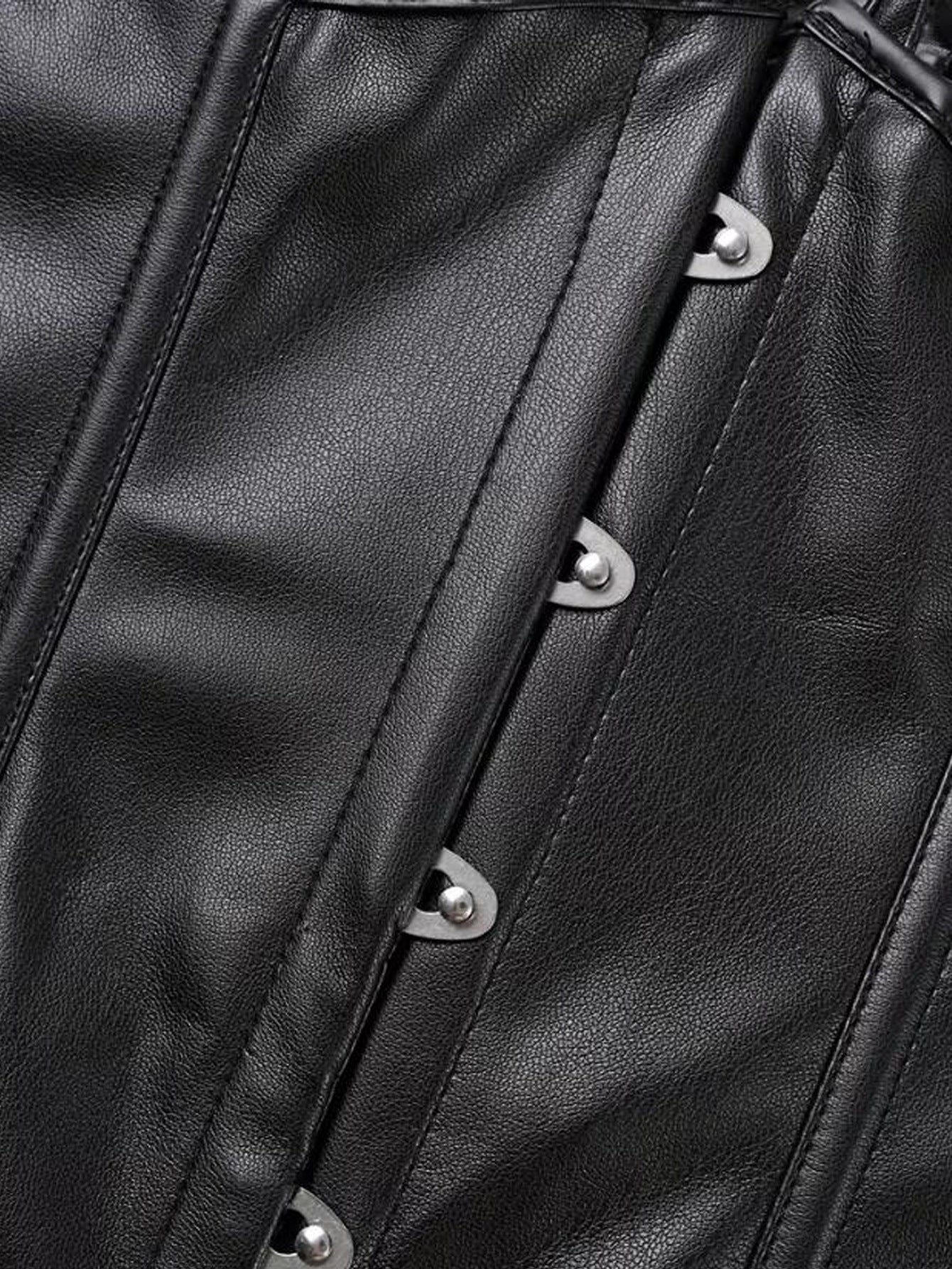 Open Cup Leather Lingerie Corset with Adjustable Straps