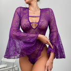Full Sleeve Lace Patchwork Bodycon Erotic Bodysuit
