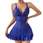 Floral Lace Deep V Babydoll Nightgown