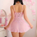 Floral Lace Cut‑Out Babydoll Lingerie