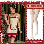 Cute Christmas Maid Cosplay Costume – Plush Strapless Bodycon Dress