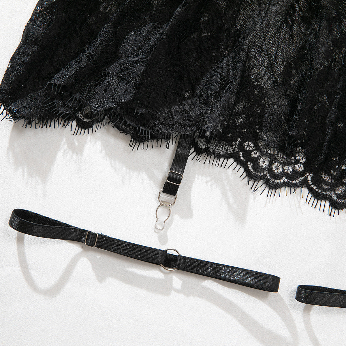 Cut‑Out Open‑Back Lace Garter Chemise