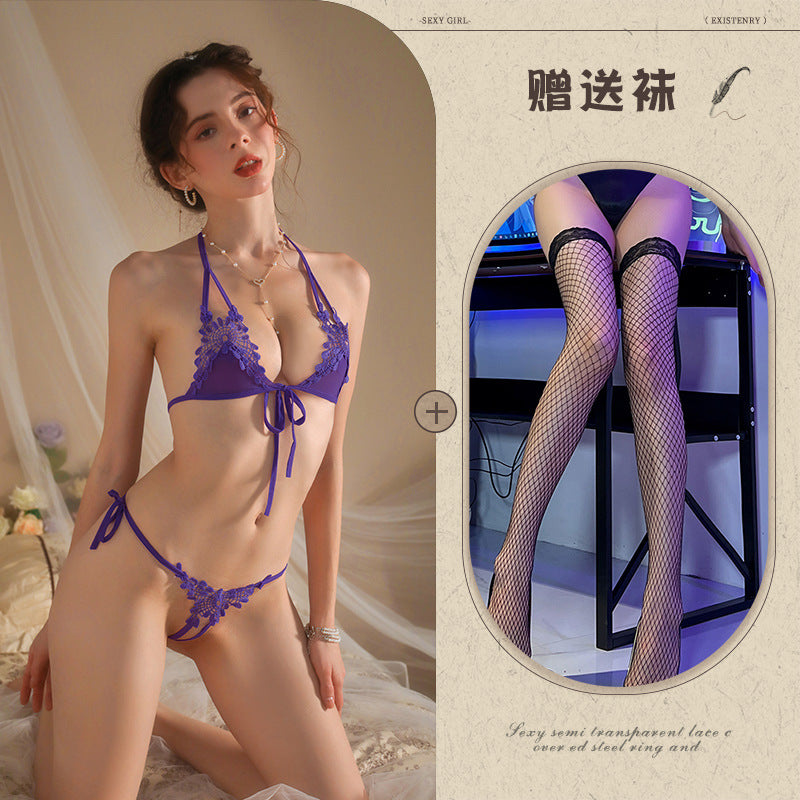 New Sexy 3-Piece Lingerie Set, Open-Crotch Bikini Style, Plus Size