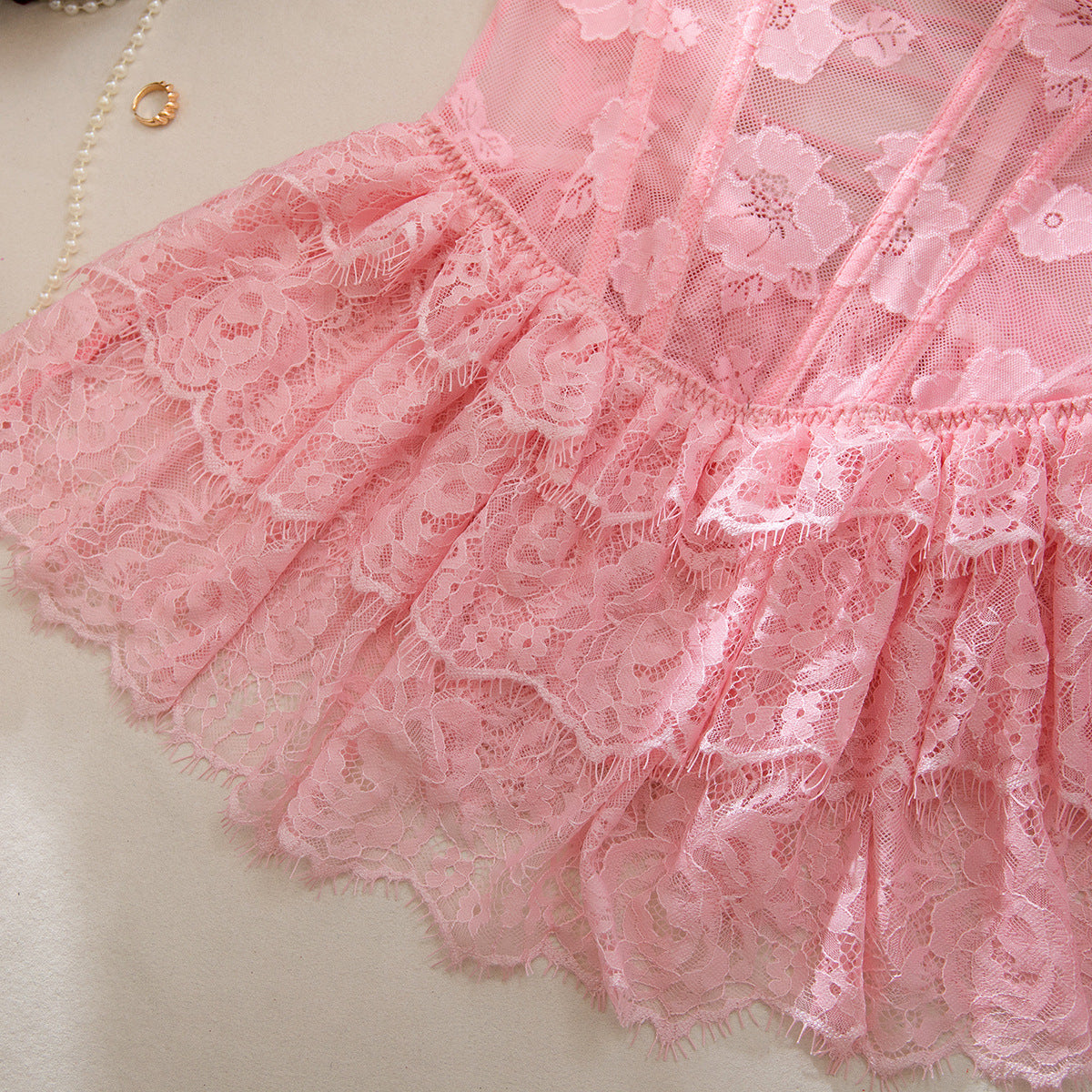 Floral Lace Sweetheart Neck Corset Babydoll