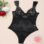 Seductive Floral Lace Teddy Lingerie with Underwire Support
