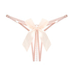 Pearl Beaded Strappy Thong Lingerie with Satin Bow Detail