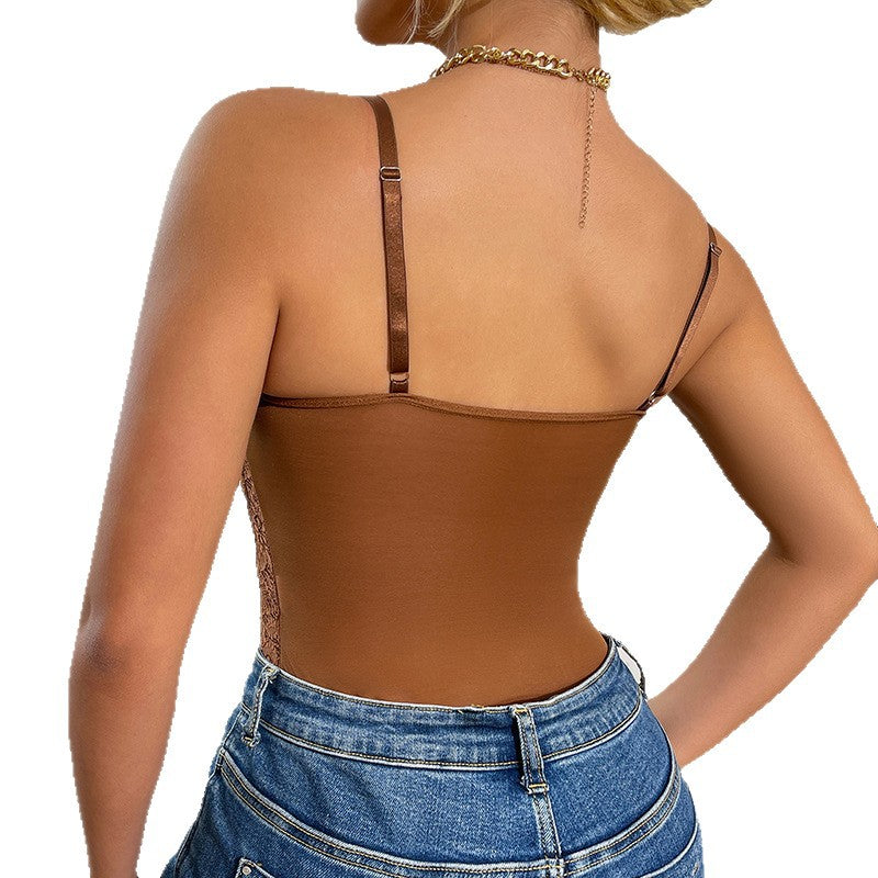 Sexy Floral Lace Corset Bodysuit with Adjustable Straps