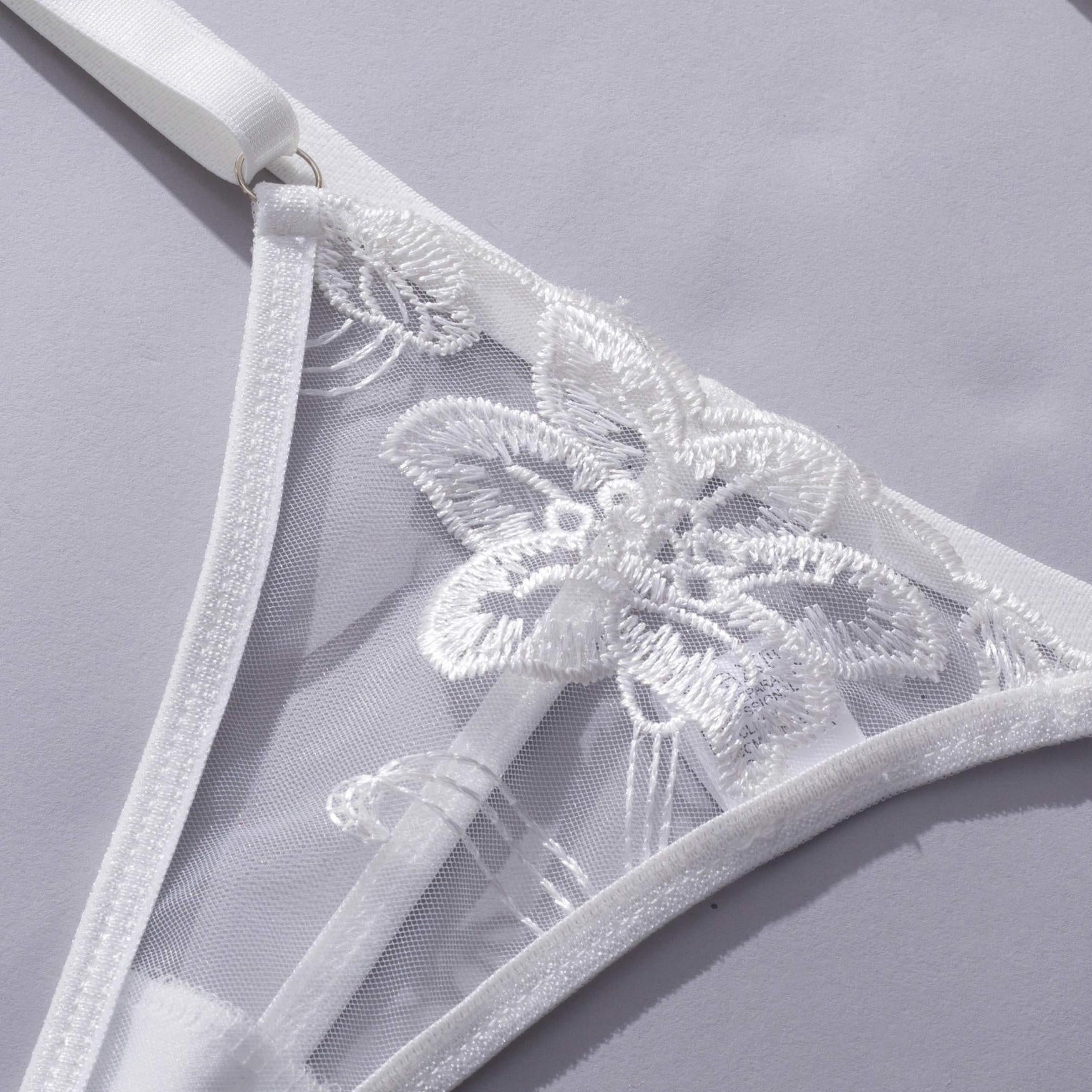 Romantic White Floral Lace Lingerie Set