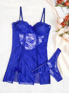 Seductive Rose Floral Lace Mesh Babydoll Night Dress