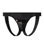 Men’s Faux Leather Bold Wet Look Thong with Contoured Pouch