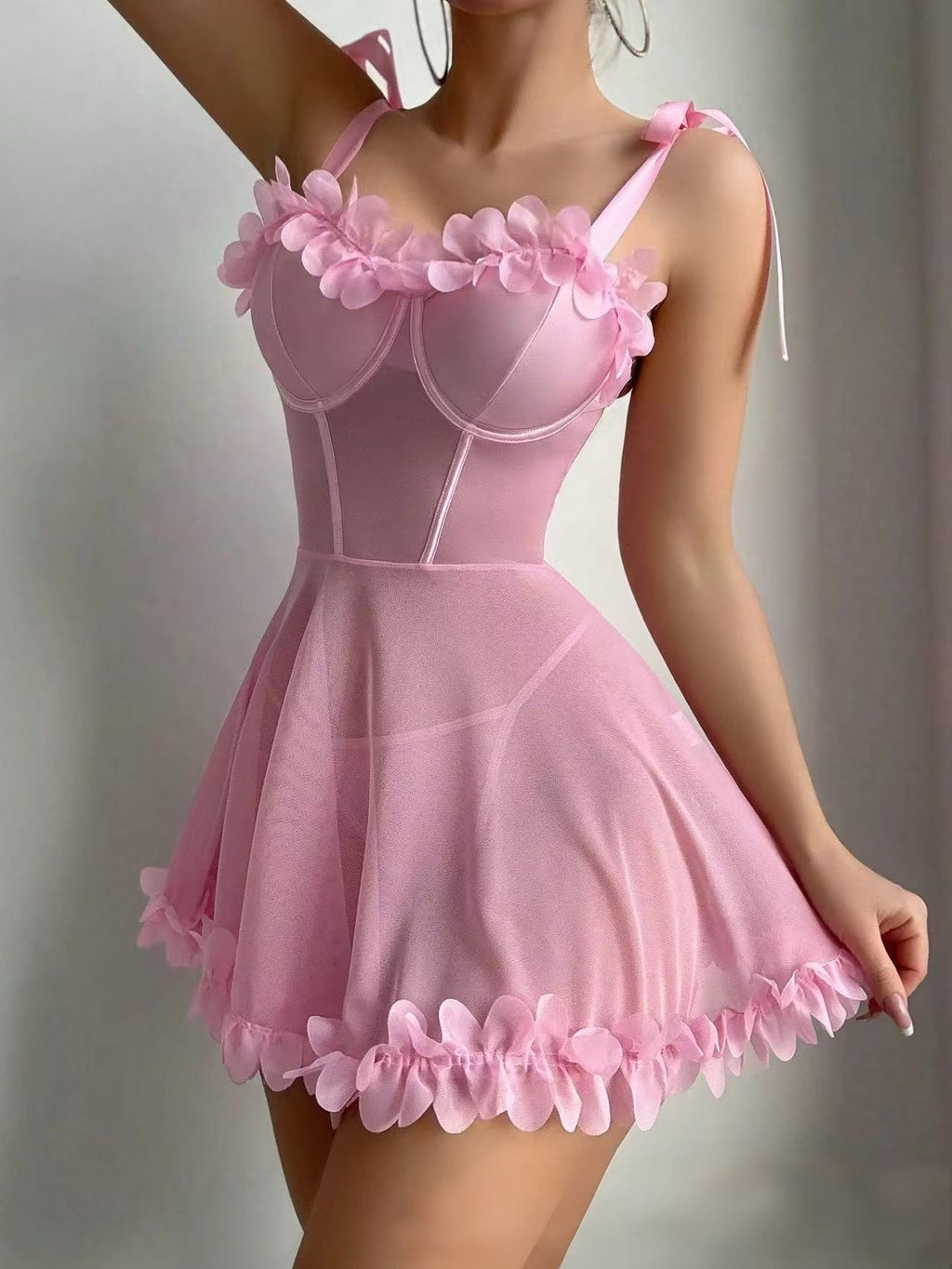 Underwire Sheer Mesh Chemise Nightie