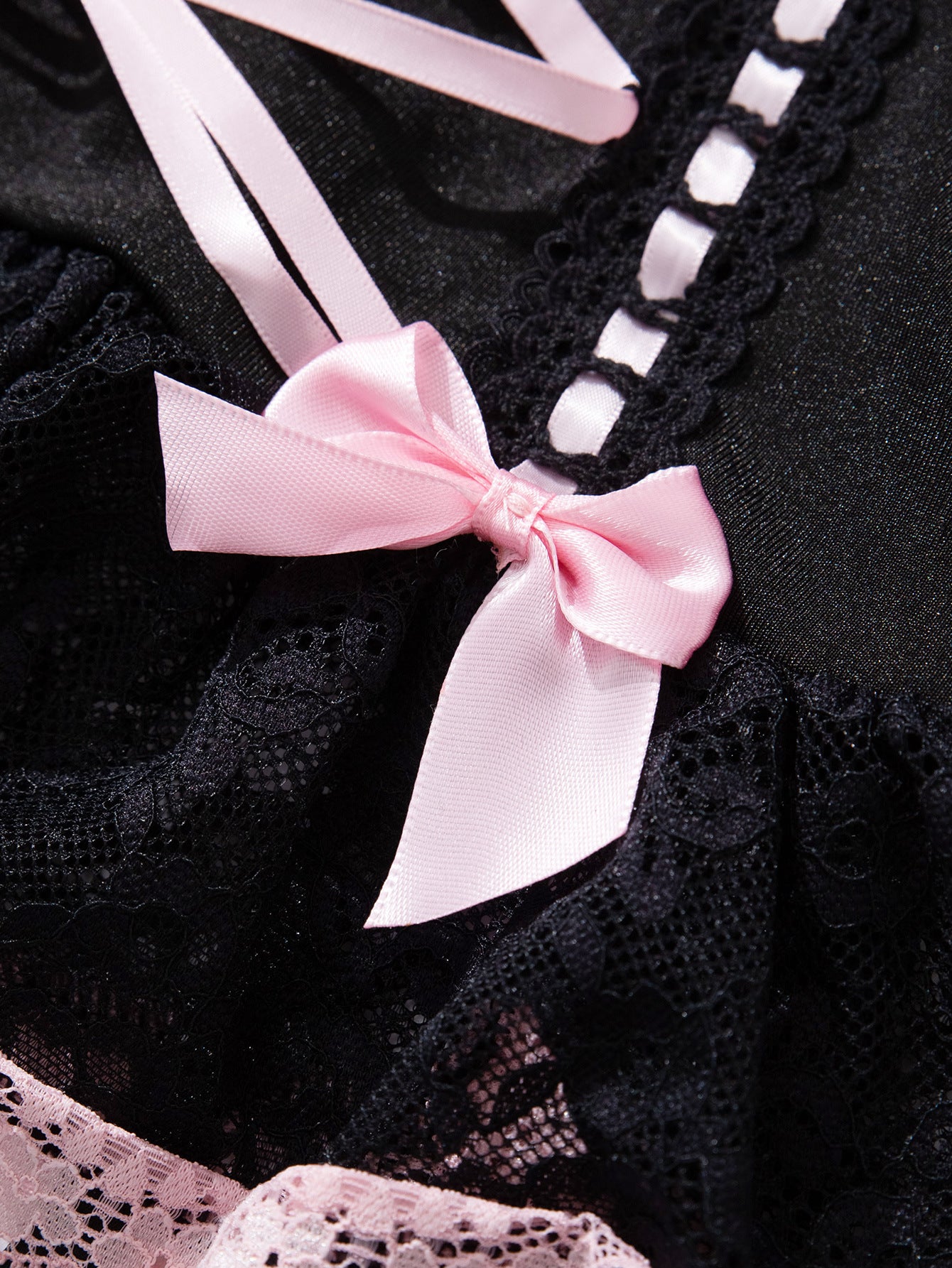 Lace-Up Corset Lingerie Set with Garter Straps