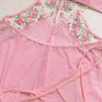 Floral‑Embroidery Mesh Babydoll