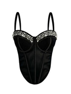 Rhinestone-Trimmed Sheer Corset Bustier