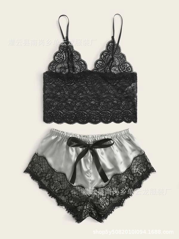 New Lace Lingerie Pajama Set, 2-Piece
