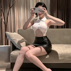 Sexy Secretary Costume Lingerie Bodycon Skirt Easy-Access Nightclub Hot Girl
