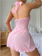 Floral Lace Halter Babydoll