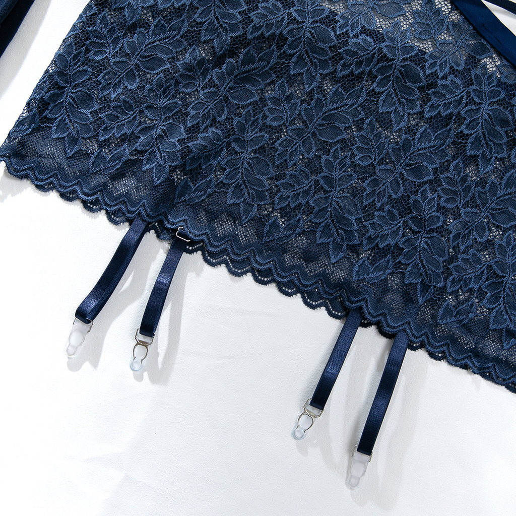 Floral Lace Criss‑Cross Cut‑Out Lingerie Set