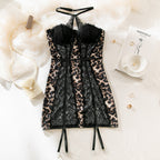 Seductive Leopard Print Bustier Chemise