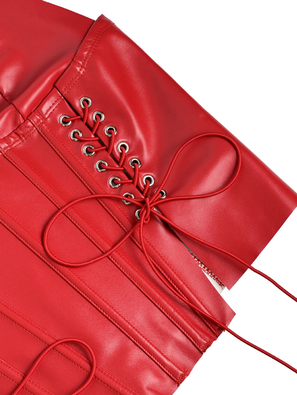 Faux Leather Halter Corset Top with Side Lace-Up Closure