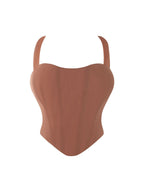 Halter Neck Push-Up Shapewear Corset Top with Boning And Lace-Up Detail