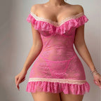 Backless Hollow Frilled Push Up Mini Chemise