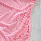 Pearl Spaghetti‑Strap Sheer Mesh Ruched Chemise