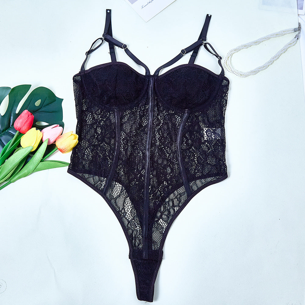 Confidence-Boosting Strappy Lace Lingerie Teddy